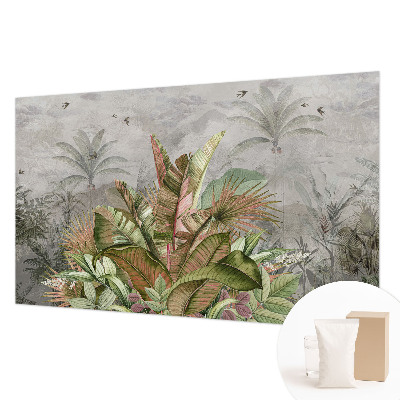 Fotovæg soveværelse med eksotisk junglemotiv