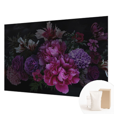 Fotovæg soveværelse med blomsteragtigt motiv til at skabe et elegant udtryk