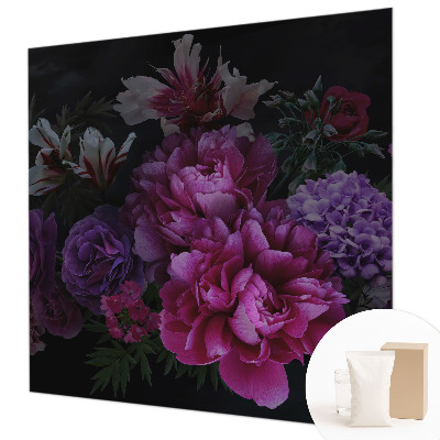 Fotovæg soveværelse med blomsteragtigt motiv til at skabe et elegant udtryk