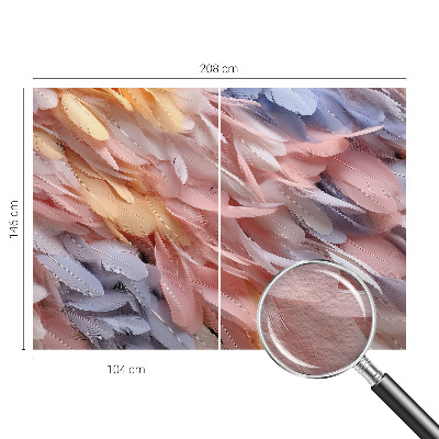 Stor fototapet med pastelfarvede fjer
