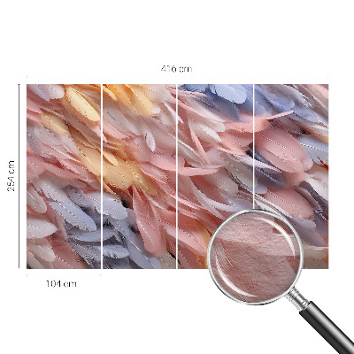 Stor fototapet Pastelfarvede fjer