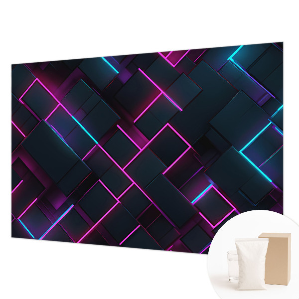 3D fototapet med neon-geometrisk motiv