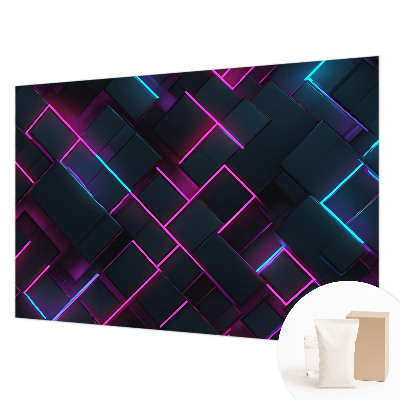 3D fototapet med neon-geometrisk motiv