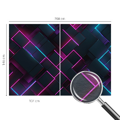 3D fototapet med neon-geometrisk motiv