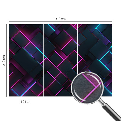 3D fototapet med neon-geometrisk motiv