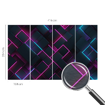 3D fototapet med neon-geometrisk motiv
