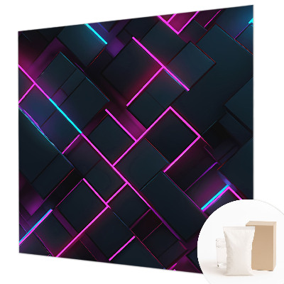 3D fototapet med neon-geometrisk motiv