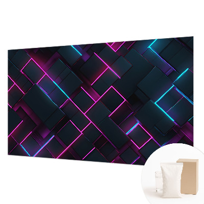 3D fototapet med neon-geometrisk motiv