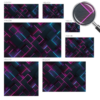 3D fototapet med neon-geometrisk motiv