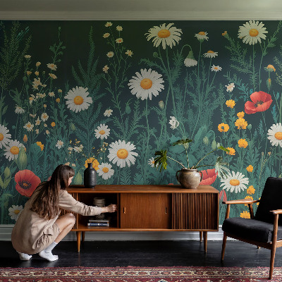 Fototapet efter mål med motiv af vilde blomster