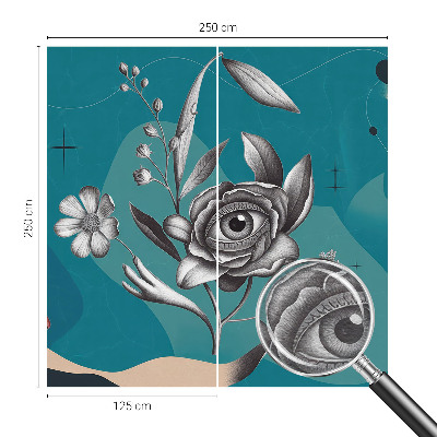 Fototapet stue med motiv af et blomsterøje