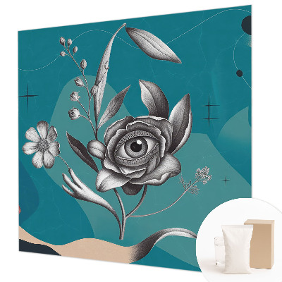 Fototapet stue med motiv af et blomsterøje