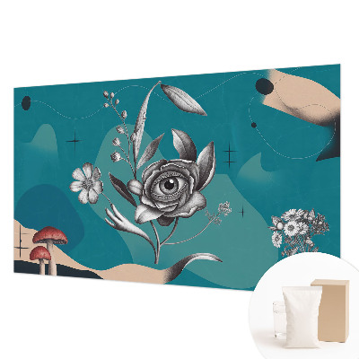 Fototapet stue med motiv af et blomsterøje