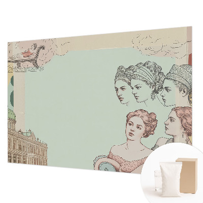 Tapet væg i et klassisk collage-design