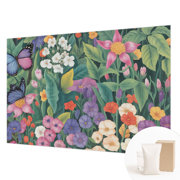 Fototapet børneværelse med en blomstereksplosion i livlige farver