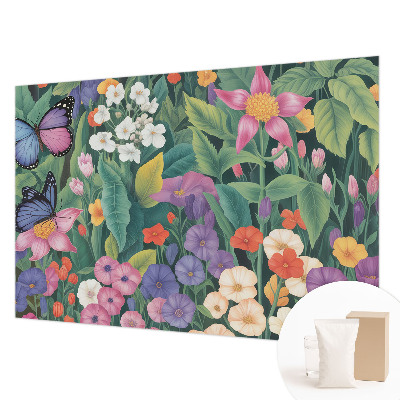 Fototapet børneværelse med en blomstereksplosion i livlige farver