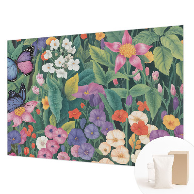 Fototapet børneværelse med en blomstereksplosion i livlige farver