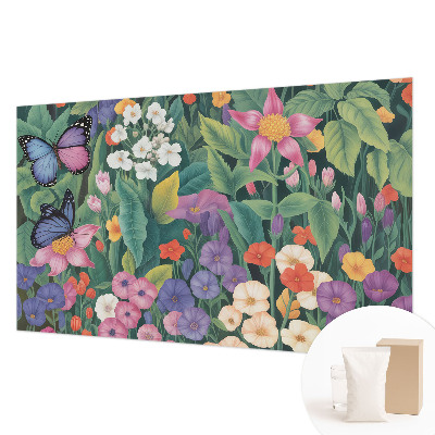 Fototapet børneværelse med en blomstereksplosion i livlige farver