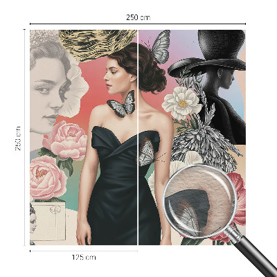 Fototapet efter mål med blomster- og portrætmotiver