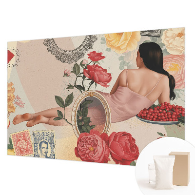 3D fototapet med et blomstret motiv i elegant design