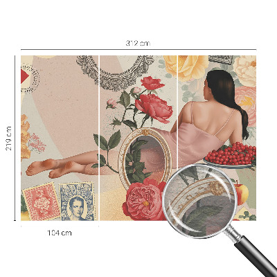 3D fototapet med et blomstret motiv i elegant design
