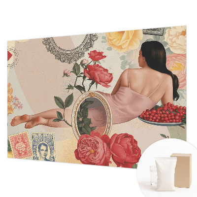 3D fototapet med et blomstret motiv i elegant design