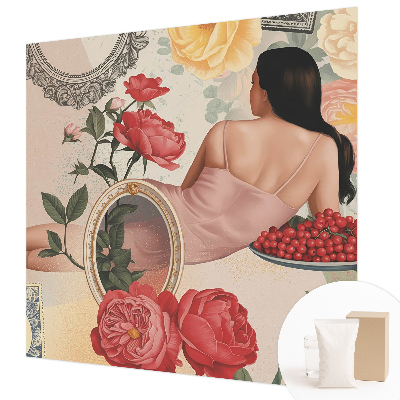 3D fototapet med et blomstret motiv i elegant design