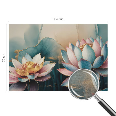 Stor fototapet med motiv af lotusblomster i en harmonisk komposition