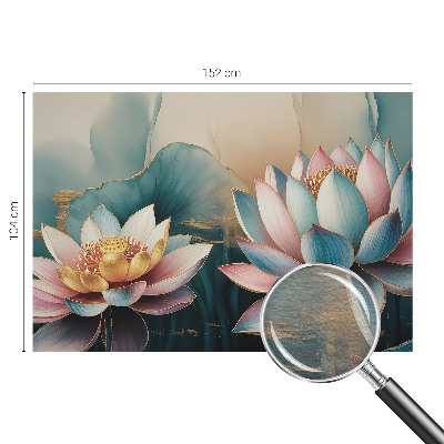 Stor fototapet med motiv af lotusblomster i en harmonisk komposition