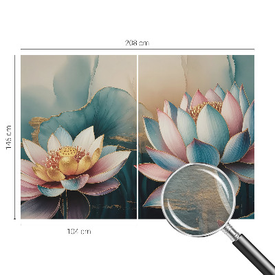 Stor fototapet med motiv af lotusblomster i en harmonisk komposition