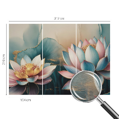 Stor fototapet med motiv af lotusblomster i en harmonisk komposition