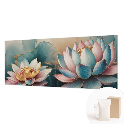 Stor fototapet med motiv af lotusblomster i en harmonisk komposition