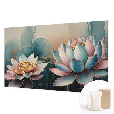 Stor fototapet med motiv af lotusblomster i en harmonisk komposition