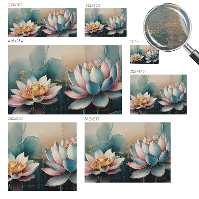 Stor fototapet med motiv af lotusblomster i en harmonisk komposition