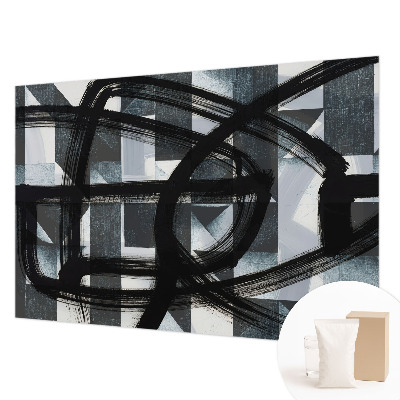 Fototapet stue med ekspressiv geometrisk motiv