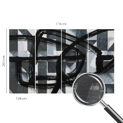 Fototapet stue med ekspressiv geometrisk motiv