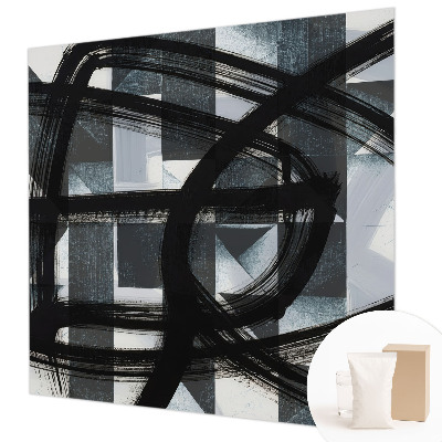 Fototapet stue med ekspressiv geometrisk motiv