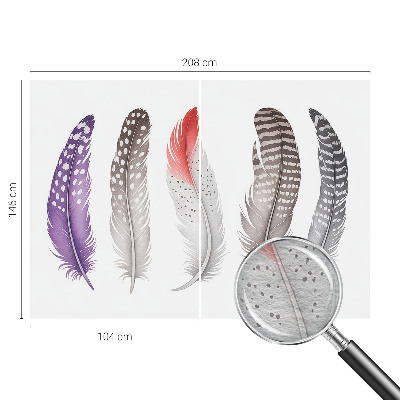 Fotovæg soveværelse Mønstrede fjer