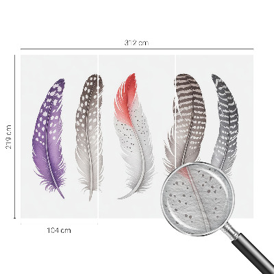 Fotovæg soveværelse Mønstrede fjer