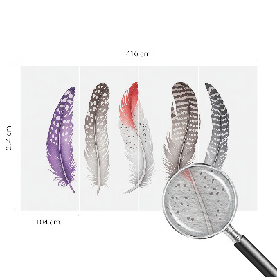 Fotovæg soveværelse Mønstrede fjer