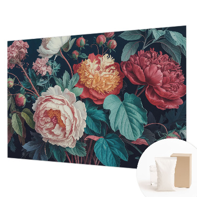 Non-woven fototapet med et farverigt blomstermotiv