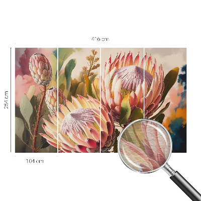 Fotovæg med motiv af protea-blomster