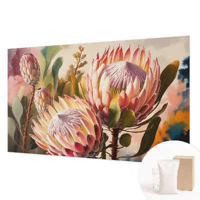 Fotovæg med motiv af protea-blomster