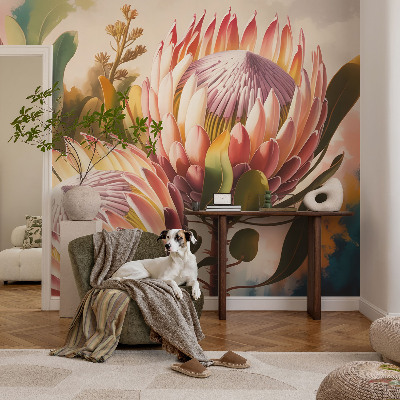 Fotovæg med motiv af protea-blomster