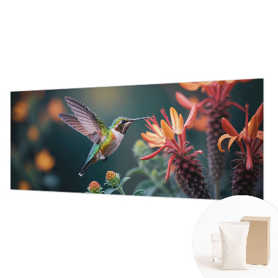 Fototapet stue med motiv af kolibriblomster