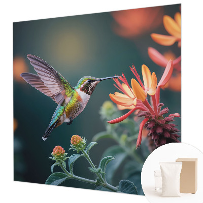 Fototapet stue Kolibriblomster