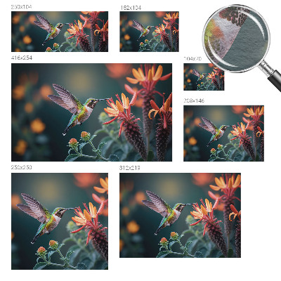 Fototapet stue med motiv af kolibriblomster