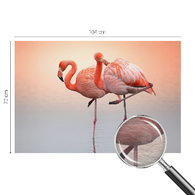 Modern fototapet med et delikat motiv af flamingoer