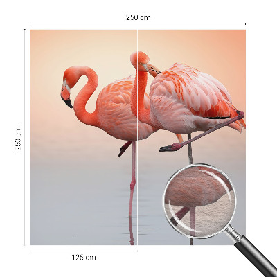 Modern fototapet med et delikat motiv af flamingoer