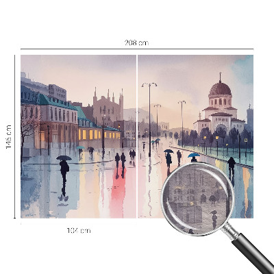 Stor fototapet En regnfuld gåtur